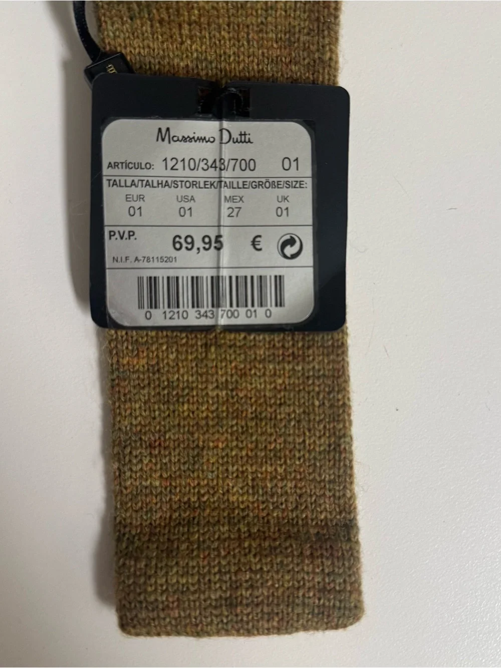 Massimo Dutti Men's Knit Tie in Olive Brown